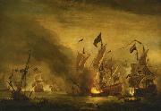 The burning of the Royal James at the Battle of Solebay